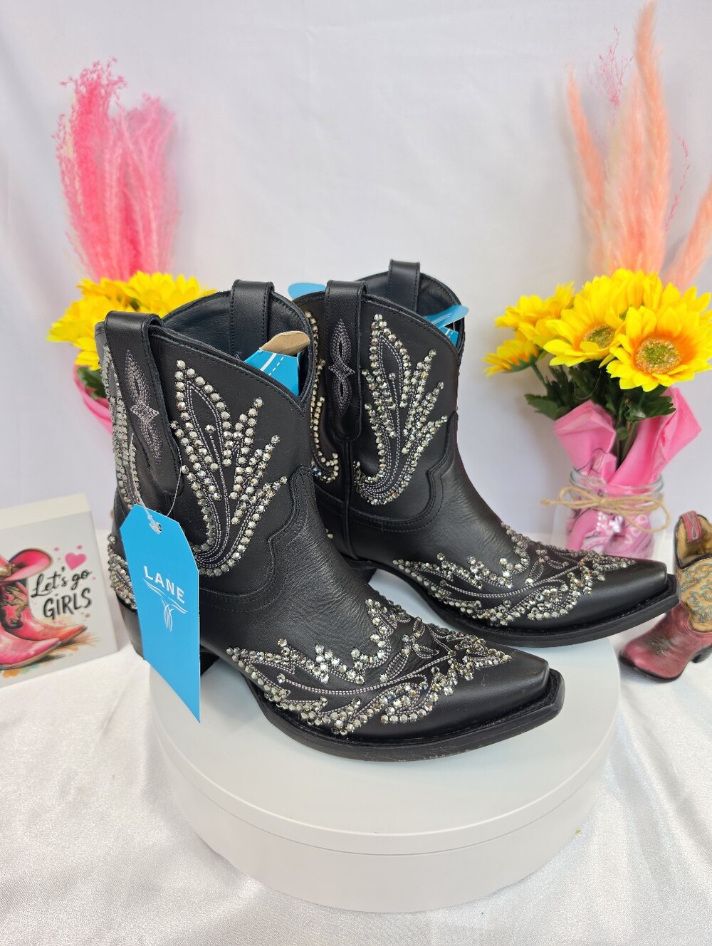 New LANE Lexington Cowgirl Boots W/ Swarovski Crystals 7.5 - Picture 7 of 10